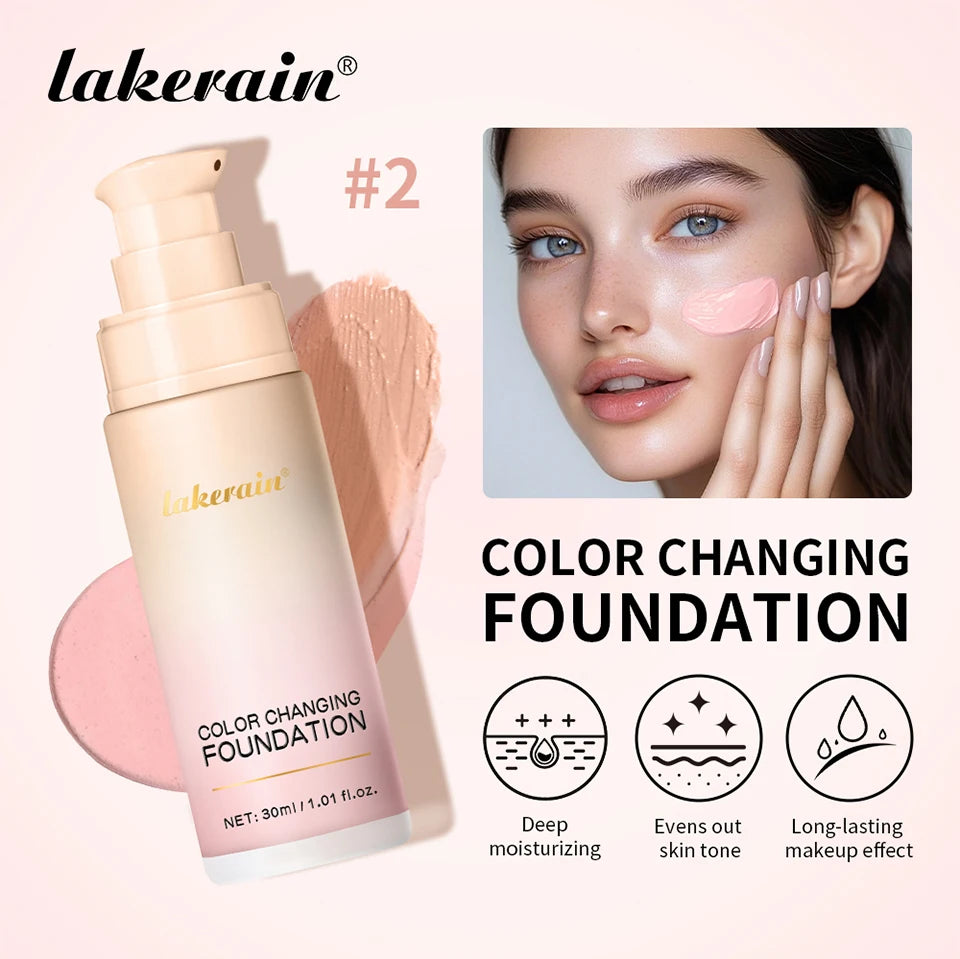 Color Changing Foundation Moisturizing Liquid Base for Women Daily Makeup