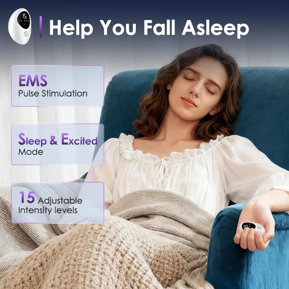 Microcurrent Sleep Aid Device Pulse Stimulation for Insomnia and Anxiety Relief at Night