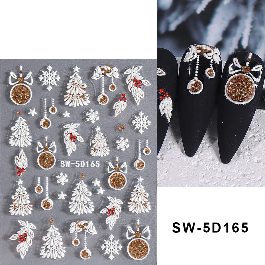 Christmas Nail Stickers Winter Decals for Salon Manicure and Home Holiday Decoration