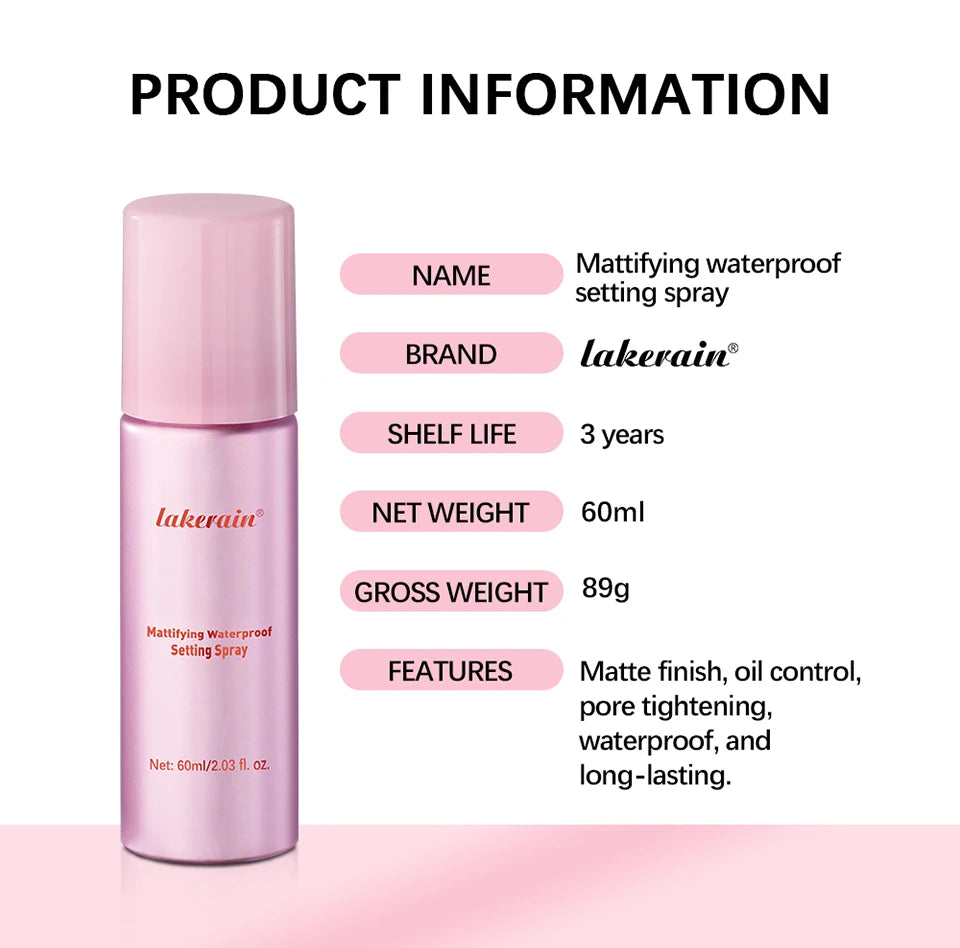 Mattifying Setting Spray Long Lasting Waterproof Oil Control for Daily Makeup and Special Events