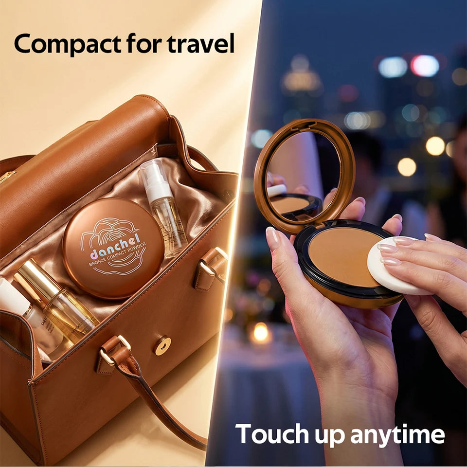 Bronze Compact Powder Oil Control Matte Finish for All Skin Types Daily Makeup Routine - 11