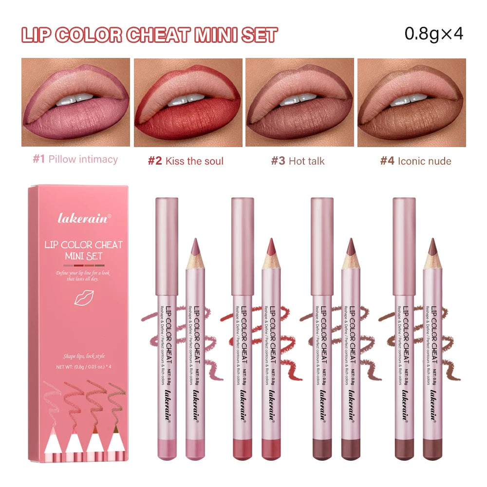 Matte Lip Liner Pencil Waterproof Contour Set for Women to Define Lips at Work or Parties