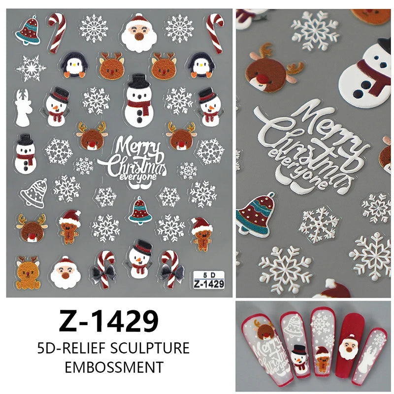 Christmas Nail Stickers Winter Decals for Salon Manicure and Home Holiday Decoration