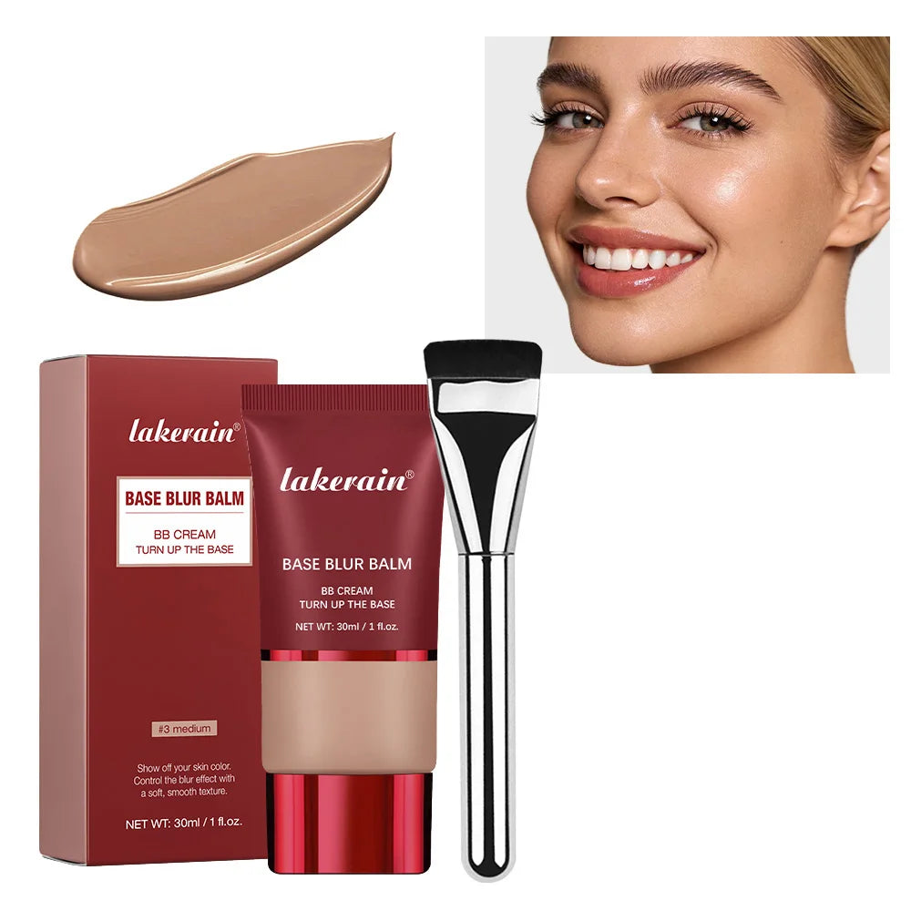 Blur Base Balm with Applicator Brush Pore Minimizing Foundation for Women Daily Makeup