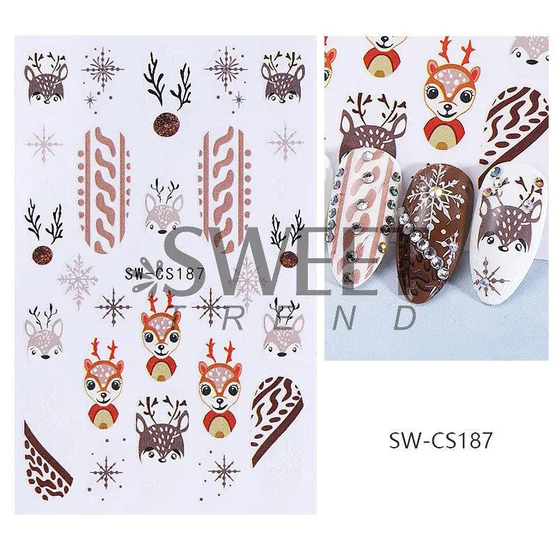 Christmas Nail Stickers Winter Decals for Salon Manicure and Home Holiday Decoration