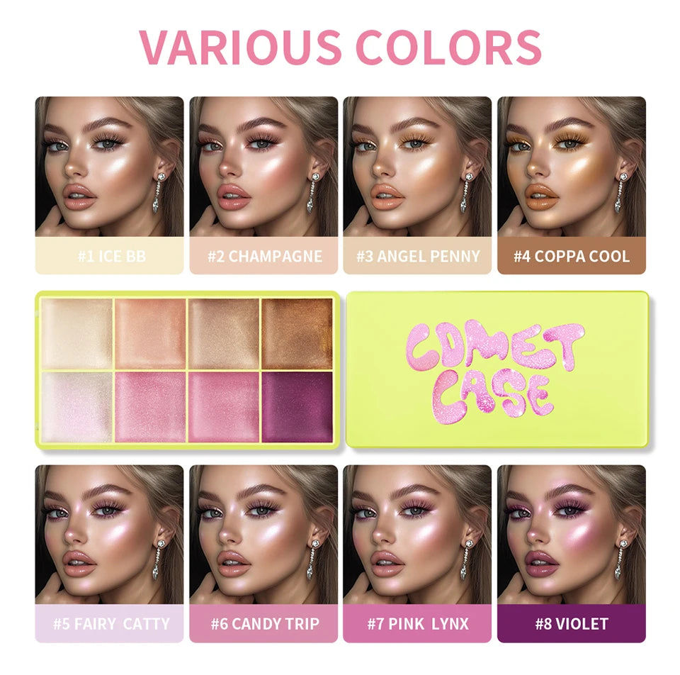 Cream Highlighter Palette Long Lasting Bronzer Blush for Professional Makeup Artists