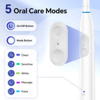 Electric Toothbrush with 5 Modes and 4 Replacement Heads for Adults at Home Travel