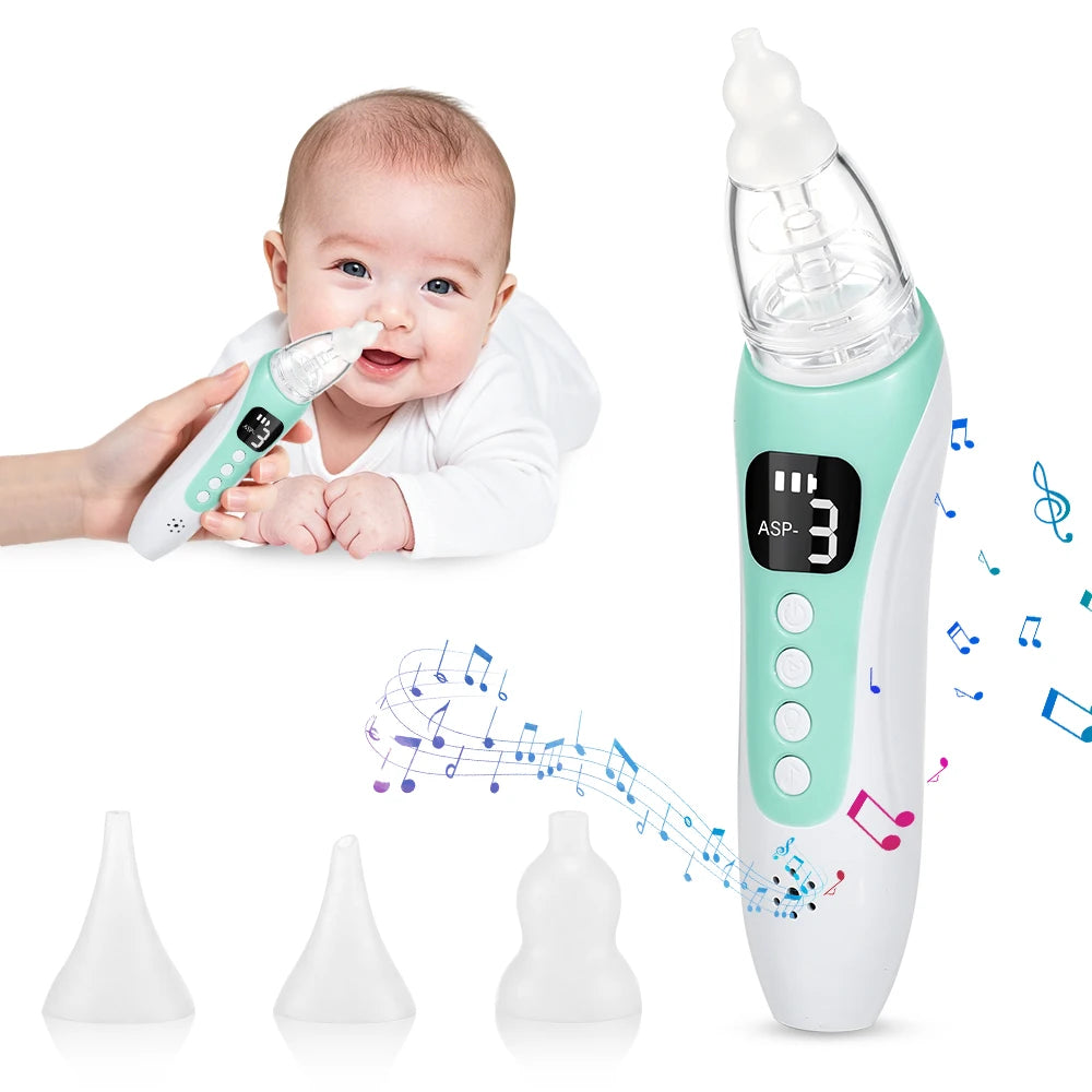 Electric Baby Nasal Aspirator Rechargeable Mucus Sucker for Newborns During Cold Congestion - 1