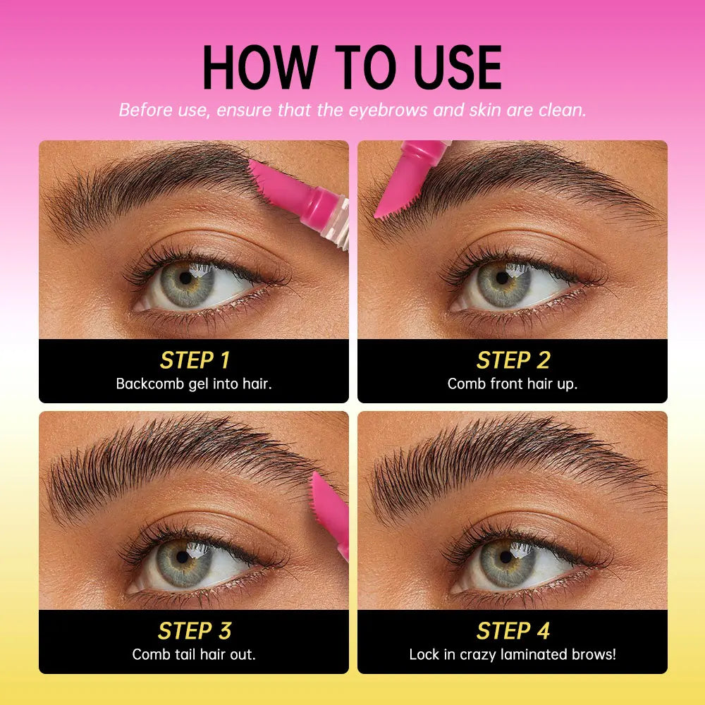 Brow Glue Lamination Gel Waterproof Strong Hold for Natural Lifted Brows Daily Makeup Look